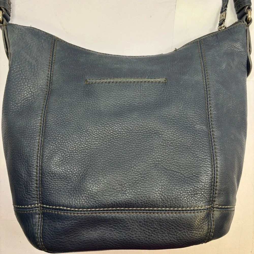 Vtg Sequioa‎ The Sak Navy Blue Pebbled Genuine Leather Hobo Shoulder Bag